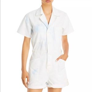 Blue Parker White Tie Dye Field Suit Romper/Jumpsuit